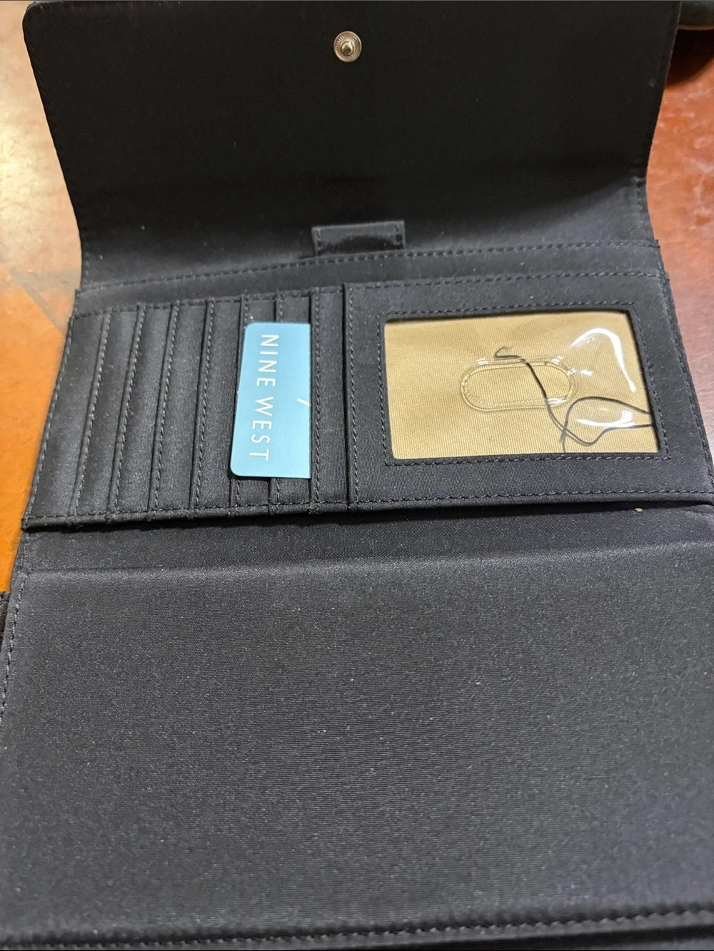 Nine West Gray and Black Geometric Clutch Wallet